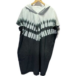 LIVI Lane Bryant Casual Tie Dye Hooded Sweatshirt Dress Terry Active